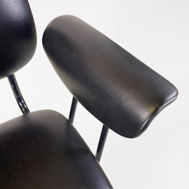 Modern Italian Chair in Metal and Black Leather with Arms, 1960s For Sale - Image 9 of 18