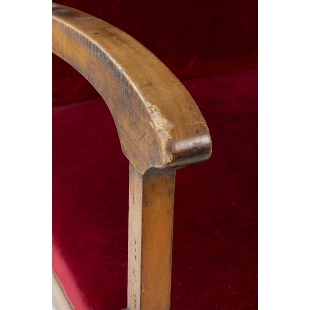 Mid-Century Modern Red Velvet Sofa, Italy, Mid-20th Century For Sale - Image 3 of 8