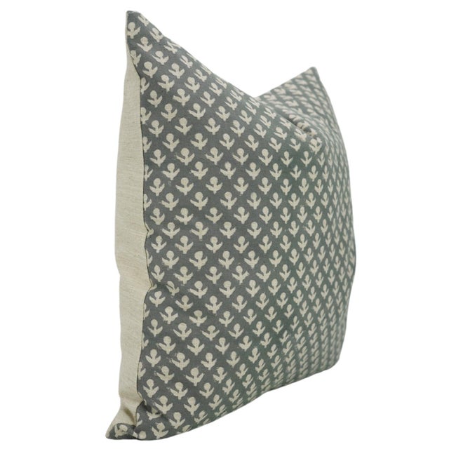 Fabdivine Handmade Block Print Linen Blend Pillow Cover – Hariyali Green Floral Design features an artisan hand-printed...