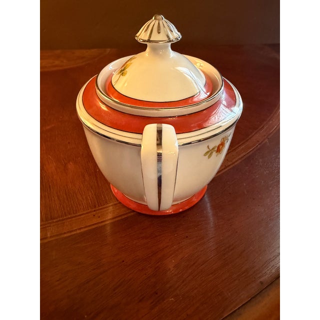 Red Vintage Noritake M Tea Pot and Sugar Bowl N749 Handpainted ca.1950 For Sale - Image 8 of 16