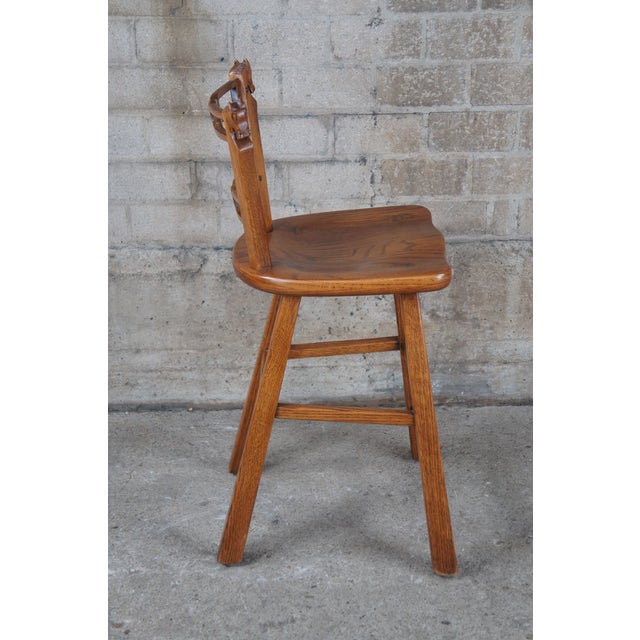 4 Vintage Romweber Viking Oak Equestrian Horse Head Bar Counter Stools