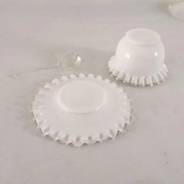Mid-Century Milk Glass Condiment Set - 3 Pieces For Sale In New York - Image 6 of 7