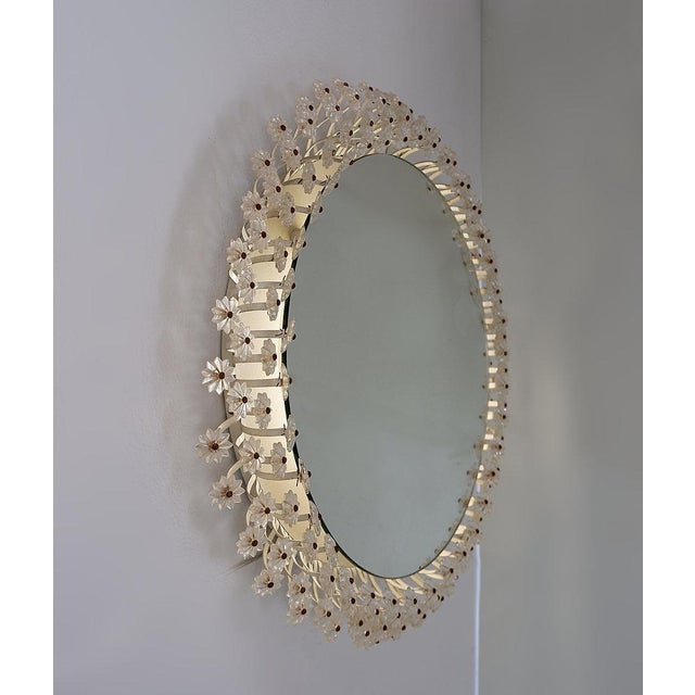 Illuminated Glass Flower Mirror attributed to Emil Stejnar for Rupert Nikoll For Sale - Image 3 of 10