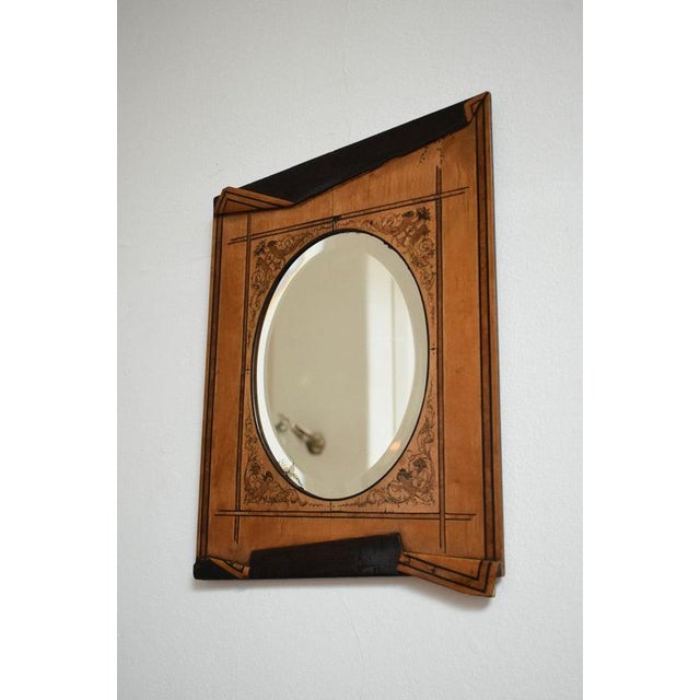 Wooden Edges Simulating Folds Mirror For Sale - Image 3 of 5