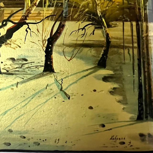 Fedoskino Lacquer Box With Original Box, After Savrasov’s “Грачи Прилетели,” Ussr, C. 1960s–1980s For Sale - Image 12 of 17