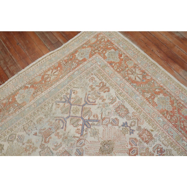 Persian Antique Zabihi Collection Persian Mahal Soft Rug - 8'10" x 11'9" For Sale - Image 3 of 12