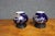 Japanese Pair of Japanese Cobalt Blue Porcelain Vases With Copper Overlay For Sale - Image 3 of 12