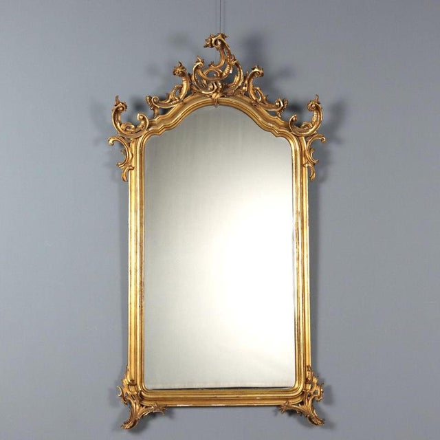 Italian Carved and Gilded Wooden Mirror For Sale - Image 10 of 10