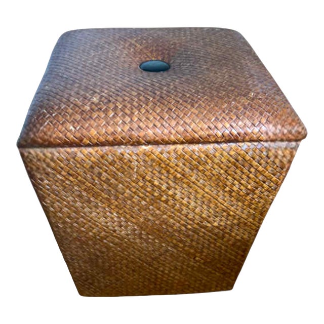 Handwoven Rattan Storage Ottoman With Lid, Shoe Storage Bench for Entryway For Sale