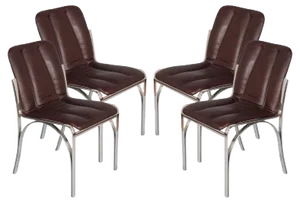 Chromed Steel and Soft Leather Dining Chairs by Gastone Rinaldi, 1960s, Set of 4