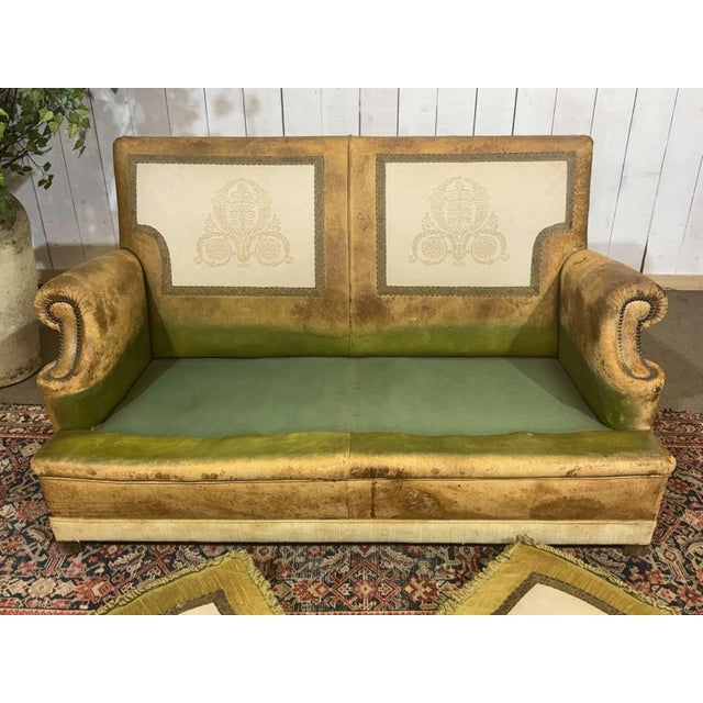 Vintage Club Sofa in Leather and Fabric, 1930s For Sale - Image 15 of 18