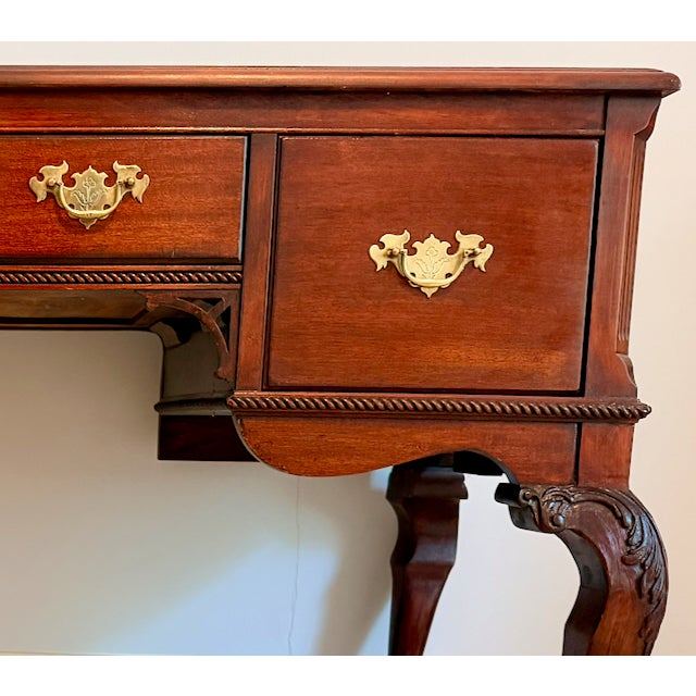 1930s Antique Chippendale Style Mahogany Writing Desk / Dressing Table by Northern Furniture Co For Sale - Image 5 of 14
