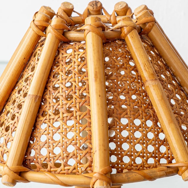 Vintage French Riviera Rattan Table Lamps in the style of Louis Sognot, 1960s, Set of 2 For Sale - Image 11 of 12