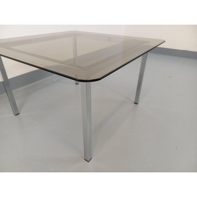 Vintage Square Coffee Table in Smoked Glass and Chrome Metal, 1970s For Sale - Image 13 of 17