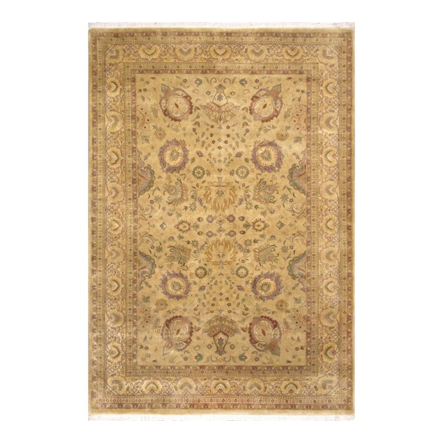 2020s Pasargad Home Melody Wool Gold Area Rug- 6' 2" X 8'11" For Sale