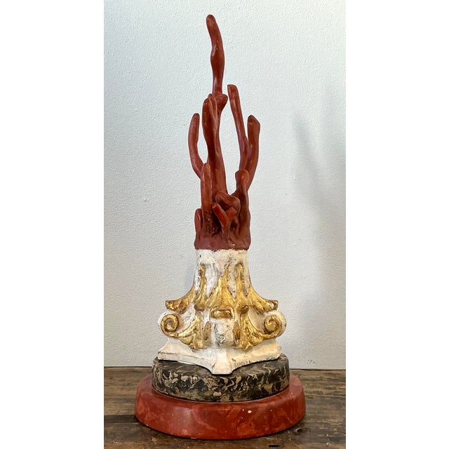 Brown Vintage Italian Scagliola Artisanal Pigmented Plaster Coral Branch For Sale - Image 8 of 12