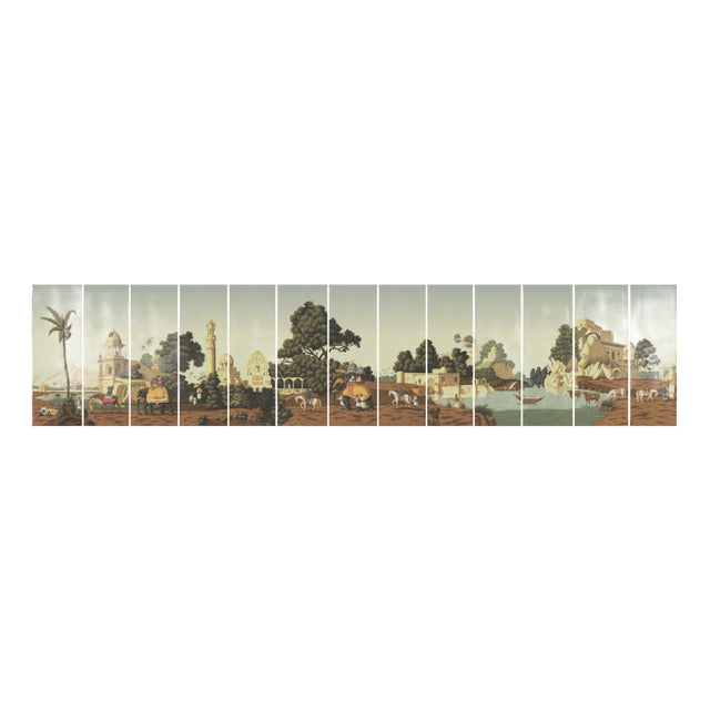 36" * H96" * 13ps, Eearly View of India Panoramic Wallpaper - Set of 13 For Sale