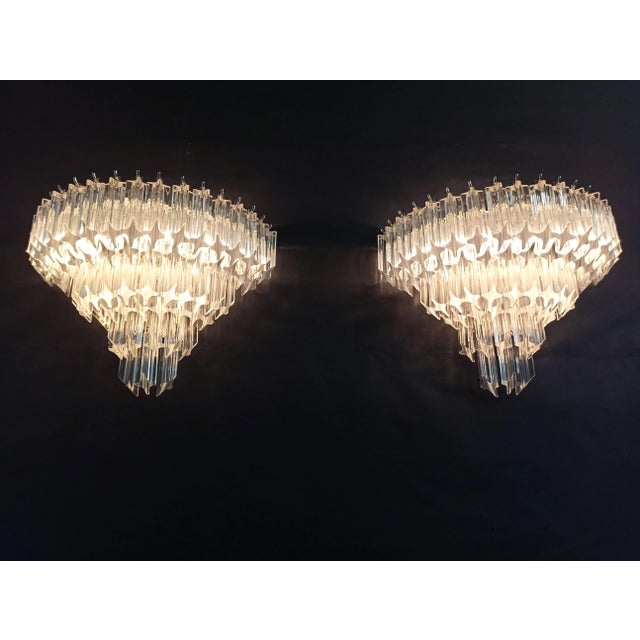 Vintage Murano Glass Sconces with 63 Transparent Quadriedri, 1979, Set of 2 For Sale - Image 16 of 18