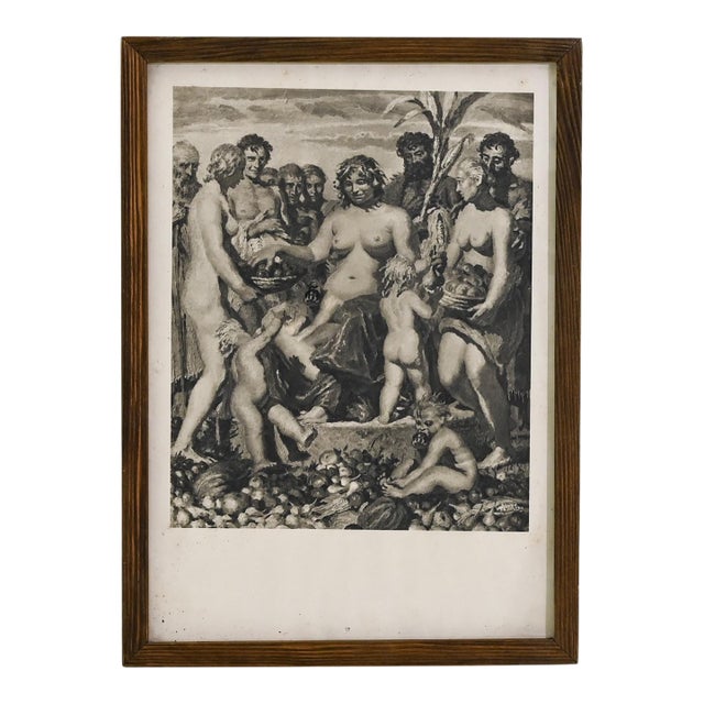 20th Century Czech Reproduction Artwork with Wooden Frame For Sale