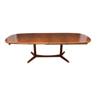 Teak Dining Table Extendable With Rosewood Inlays in the Style of Benny Linden | Includes Two Leafs For Sale