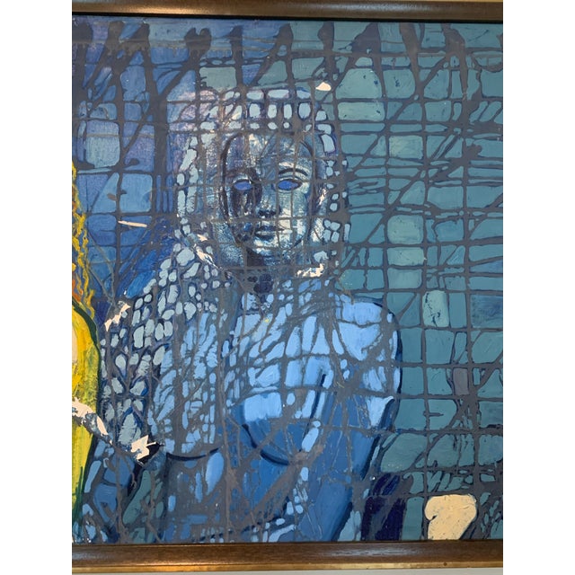 Mae Engron, Original Oil on Canvas Large-Scale Painting Titled "Black and White Woman" For Sale - Image 4 of 6