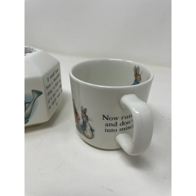 Cream Vintage Peter Rabbit Baby Set Mug, Bowl and Coin Bank For Sale - Image 8 of 12