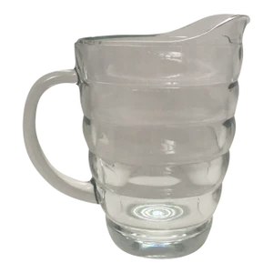 Vintage Art Deco Ringed Glass Pitcher