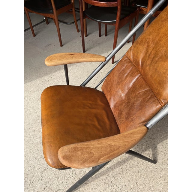 Vintage Lounge Chair in Tan Leather For Sale - Image 9 of 11