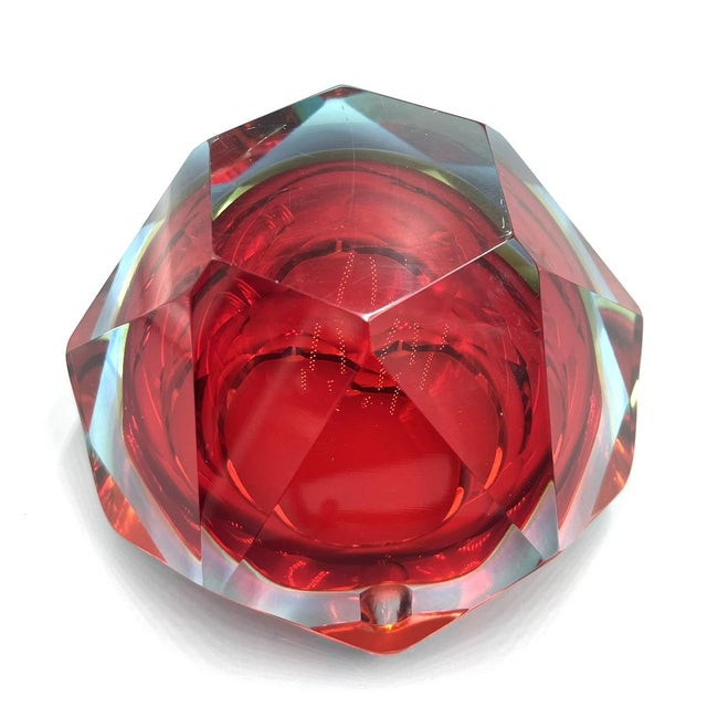 1960s Murano Glass Sommerso Diamond-Shaped Ashtray, 1960s For Sale - Image 5 of 11