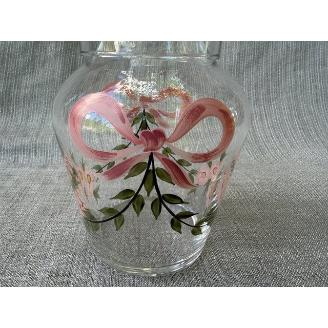 Shabby Chic Vintage Hand Painted Bedside Carafe & Cup Set For Sale - Image 3 of 14