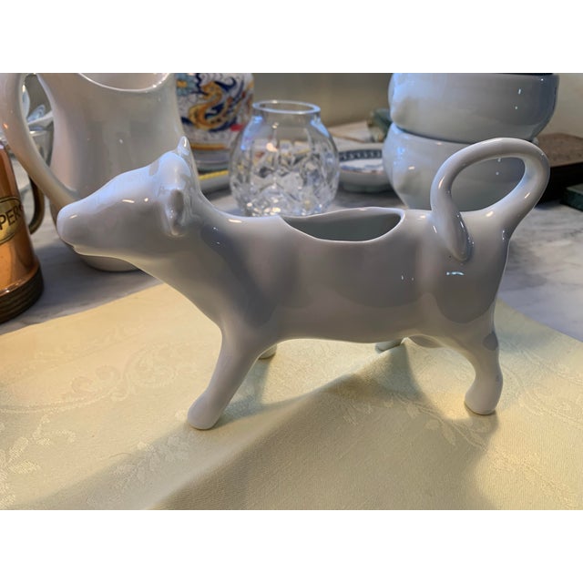 Mid 20th Century French Porcelain Cow Creamer Pitcher Mid-20th Century For Sale - Image 5 of 11