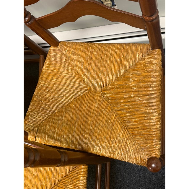 Late 20th Century Ladderback Rush Seat Dining Chairs - Set of 6 For Sale - Image 11 of 12