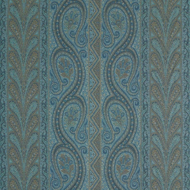 Sample- Schumacher Chatelaine Paisley Fabric in Blue For Sale