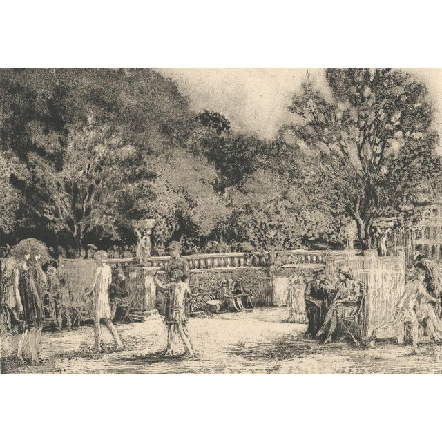 Raphaël Drouart, Luxembourg Gardens, 1920s, Etching For Sale - Image 3 of 10