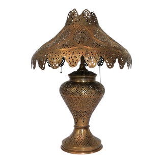 Antique Moorish Brass Table Lamp For Sale