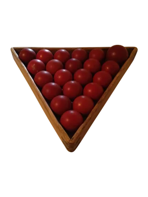 Vintage Pool Rack with Red Snooker Balls