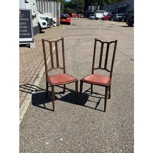 Arts + Crafts Morris and Co Pair Of Chairs 97 cms tall, 42 cms wide, 44 cms seat heigh These are antiques so will have...