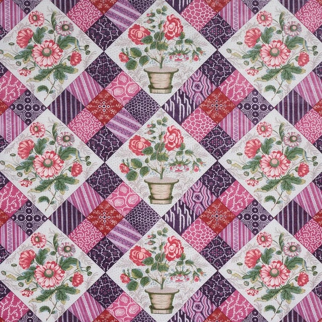 Not Yet Made - Made To Order Sample - Schumacher Caldwell Patchwork Chintz Fabric in Fuschia & Plum For Sale - Image 5 of 5