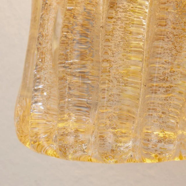 1970s Ribbed Amber and Golden Murano Glass Wall Lamps, 1960s, Set of 2 For Sale - Image 5 of 10