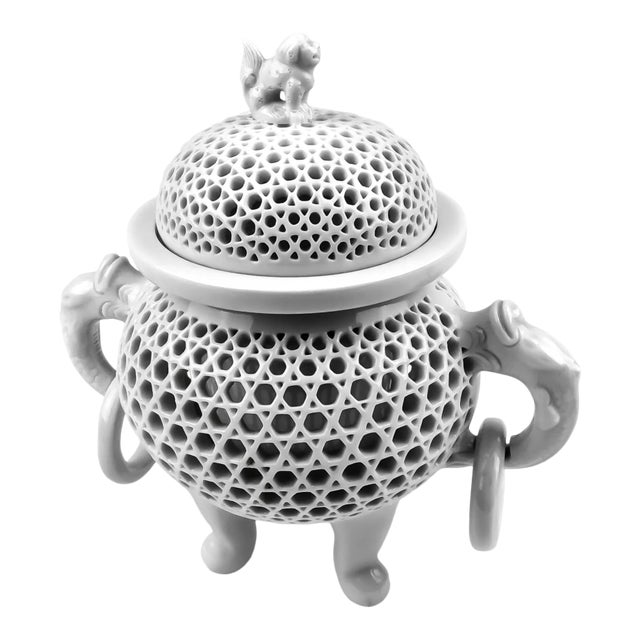 Chinese Covered Incense Burner Dragon Handles For Sale