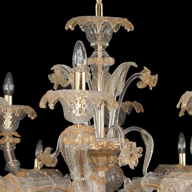 1950s Rezzonico Chandelier in Crystal and Gold Murano Glass, 1950s For Sale - Image 5 of 10