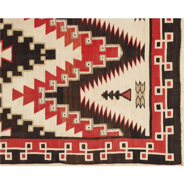 Antique Navajo Carpet, Folk Rug, Handmade Wool, Beige, Gray, Soft Coral For Sale - Image 14 of 18