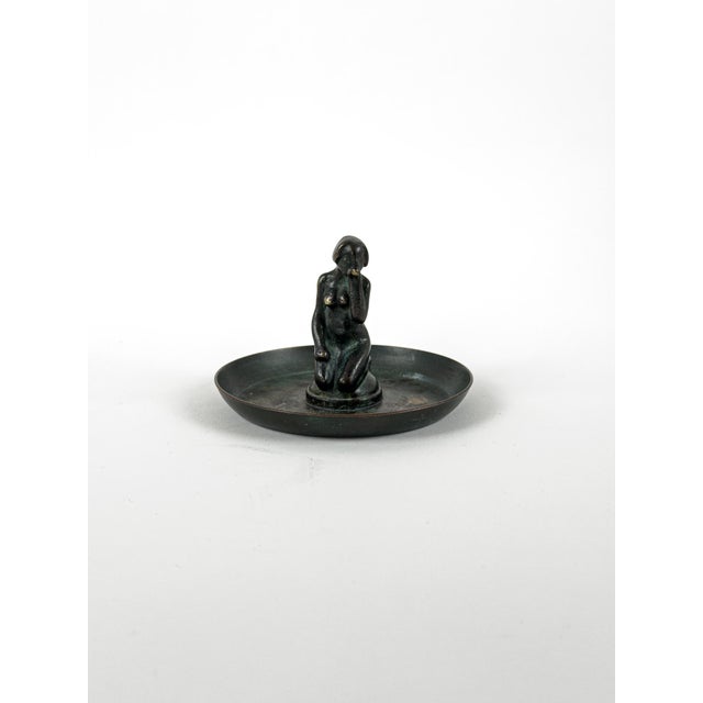 Art Deco Bronze Vide-Poche with Seated Female Figure, Scandinavia, 1930s For Sale - Image 6 of 6