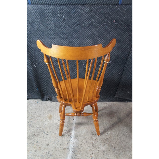 Late 20th Century 6 Ethan Allen Duxbury Maple Colonial Windsor Fiddleback Dining Chairs For Sale - Image 13 of 14