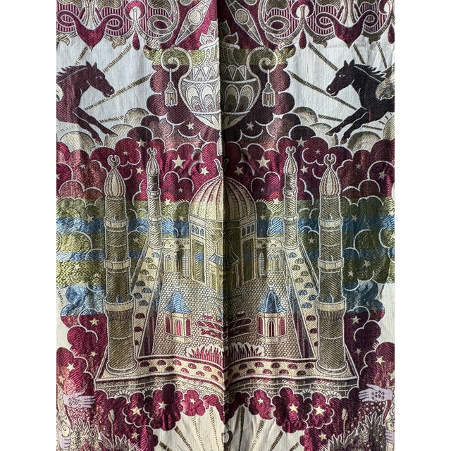 Large Vintage French Islamic Jacquard Tapestry, Mecca & Medina, Made in France For Sale In Philadelphia - Image 6 of 8