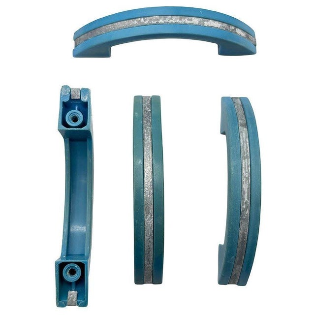 1930s Art Deco Sky Blue Bakelite Drawer Pulls With Chrome Strip, Set of 15 For Sale - Image 4 of 8