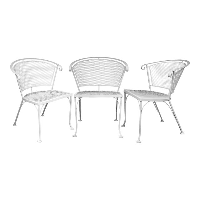 Mid 20th Century Wire Garden Chairs Set of 3 For Sale