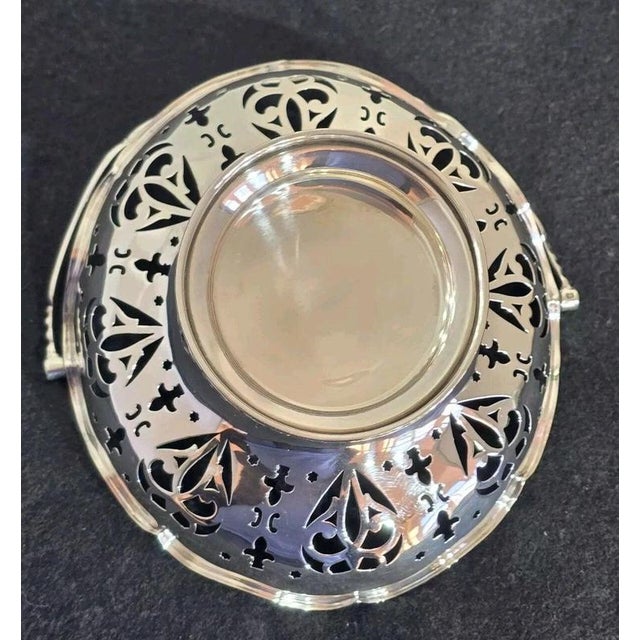 Antique Sterling Silver Swing Handle Basket, 1913 For Sale - Image 9 of 18