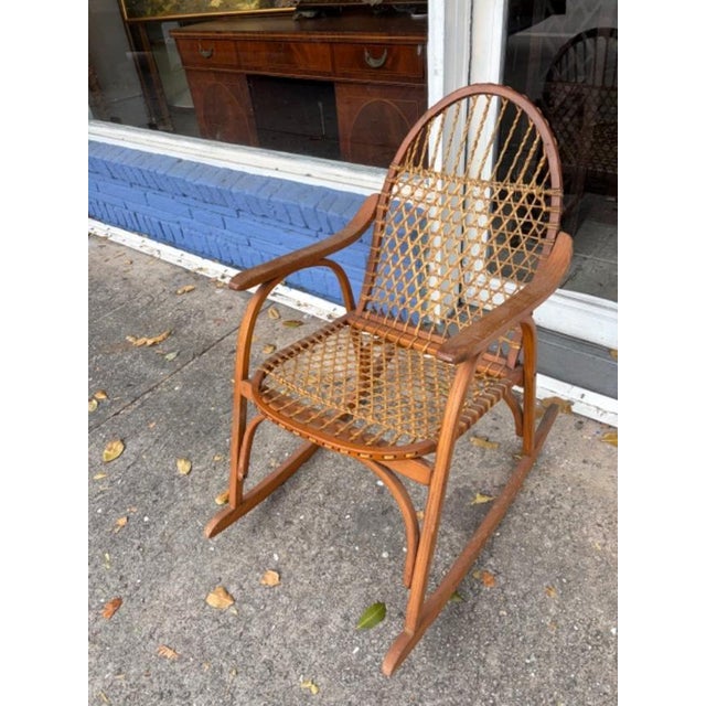 1970s Vintage Snowshoe Oak Rocking Chair by Vermont Tubbs For Sale - Image 4 of 6