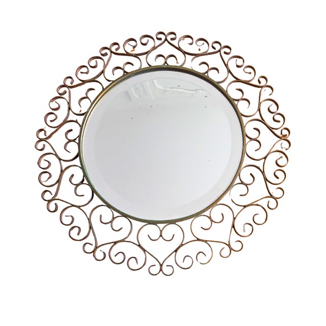 Mid-Century Modern Chaty Vallauris Wrought-Iron Mirror, France, Circa 1960 Mid-Century French Riviera Design For Sale - Image 3 of 5